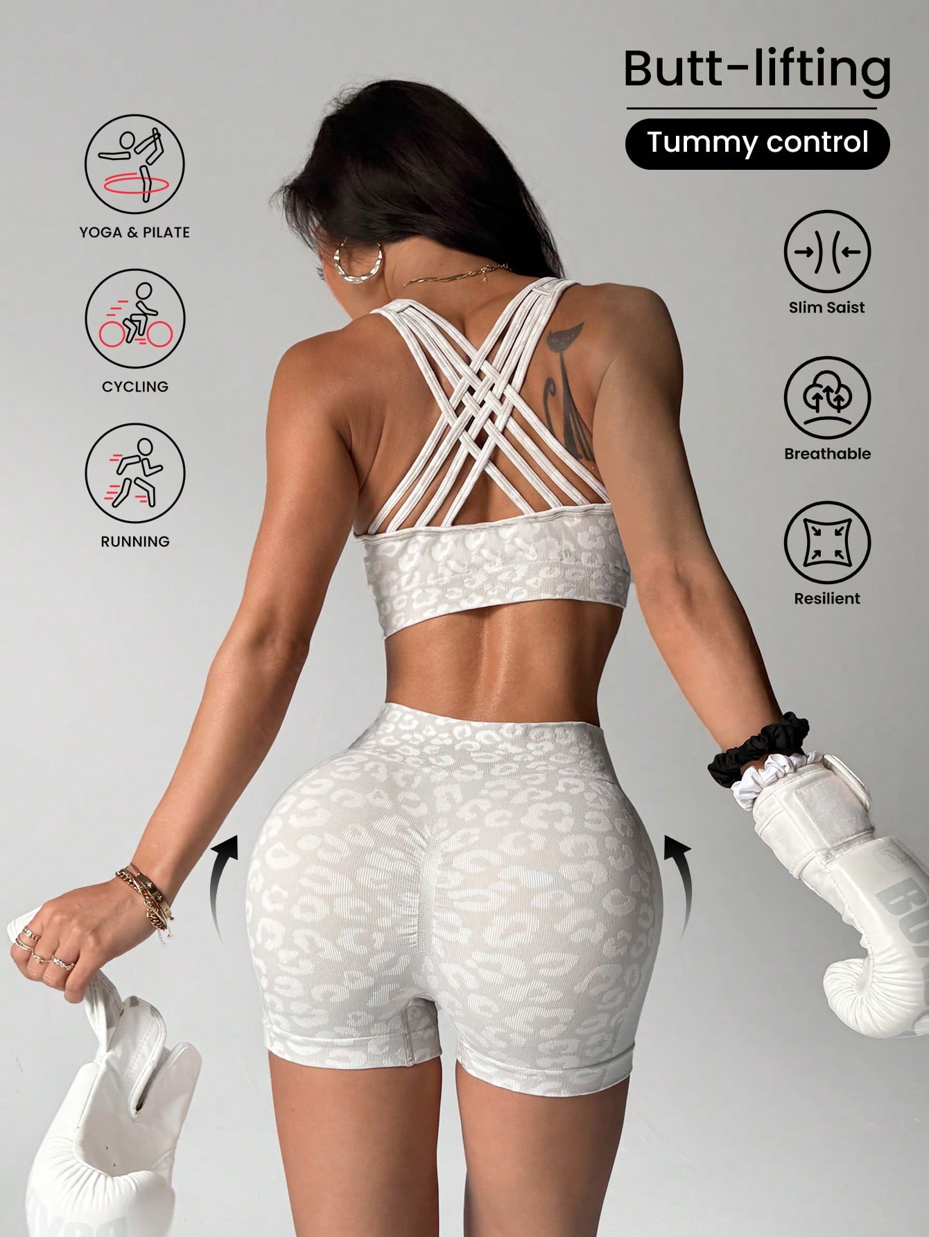 Pilates Yoga Set - Ensemble de yoga imprimé léopard taille